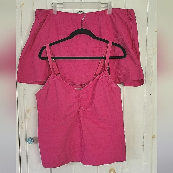 Lands End Textured Underwire Tankini Swim Skirt Bathingsuit Set - Picture 1 of 13